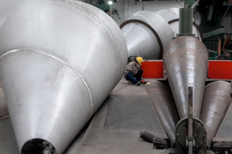 Misturador cônico em andamento