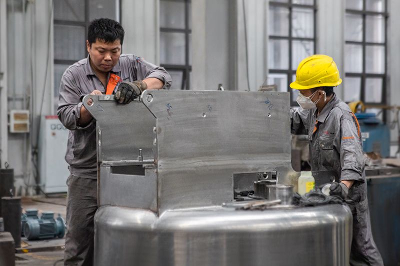 Misturador de fita em andamento